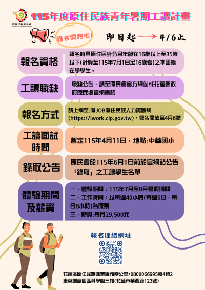 原住民族青年暑期工讀計畫海報.png